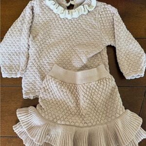 Cozy Knit Kids Matching Set in Cream